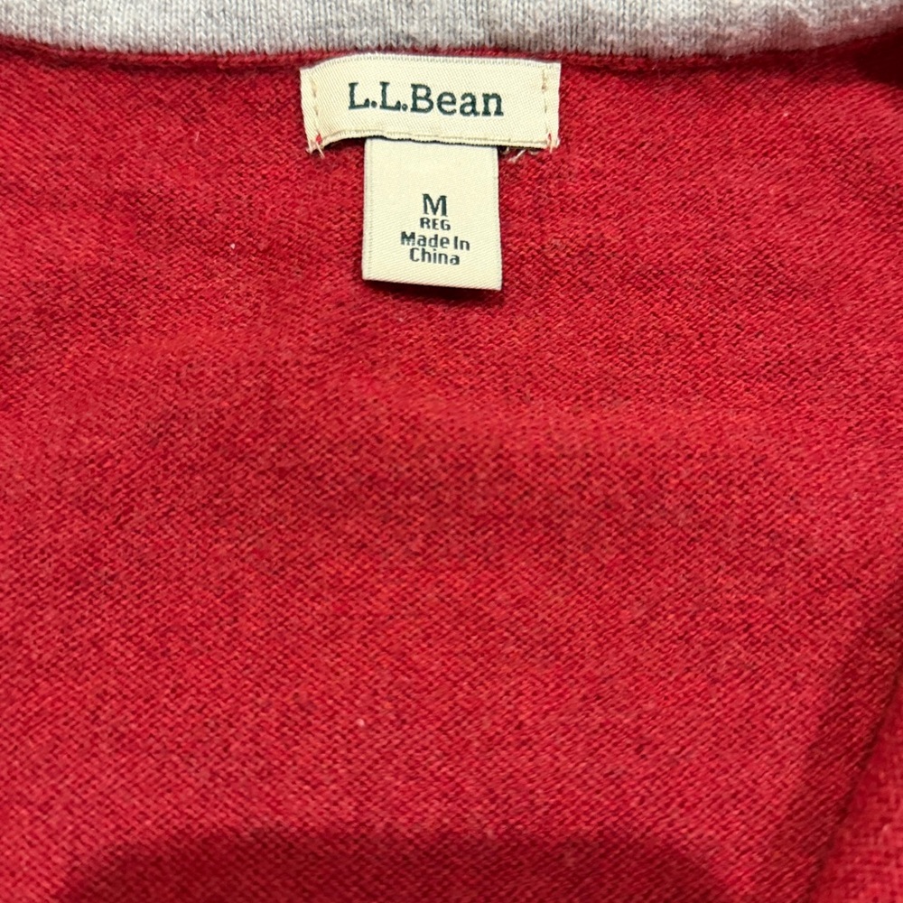 L.L. Bean Zip-Up Cotton/Cashmere Red Sweater Jacket - Picture 6 of 7